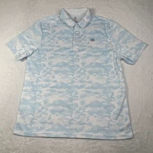 MoFiz Camo Polo Mens Large Blue White Collared Performance Pullover Short Sleeve